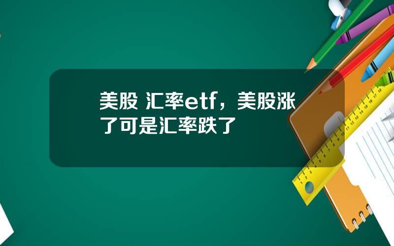 美股 汇率etf，美股涨了可是汇率跌了